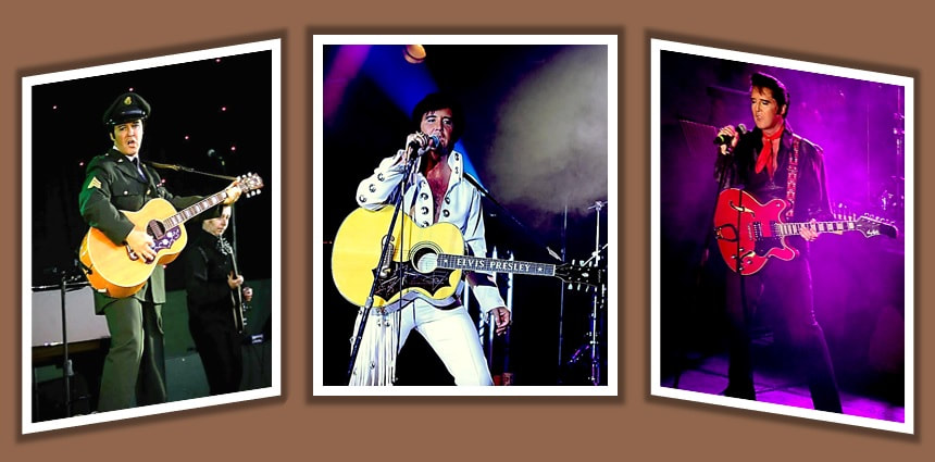 Banner showing 3 stills from the Through The Decades with Elvis show
